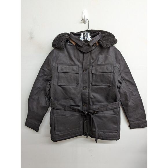 Gilded Age Mens Heavy Waxed Canvas Jacket Black Waterproof Coat Size Medium